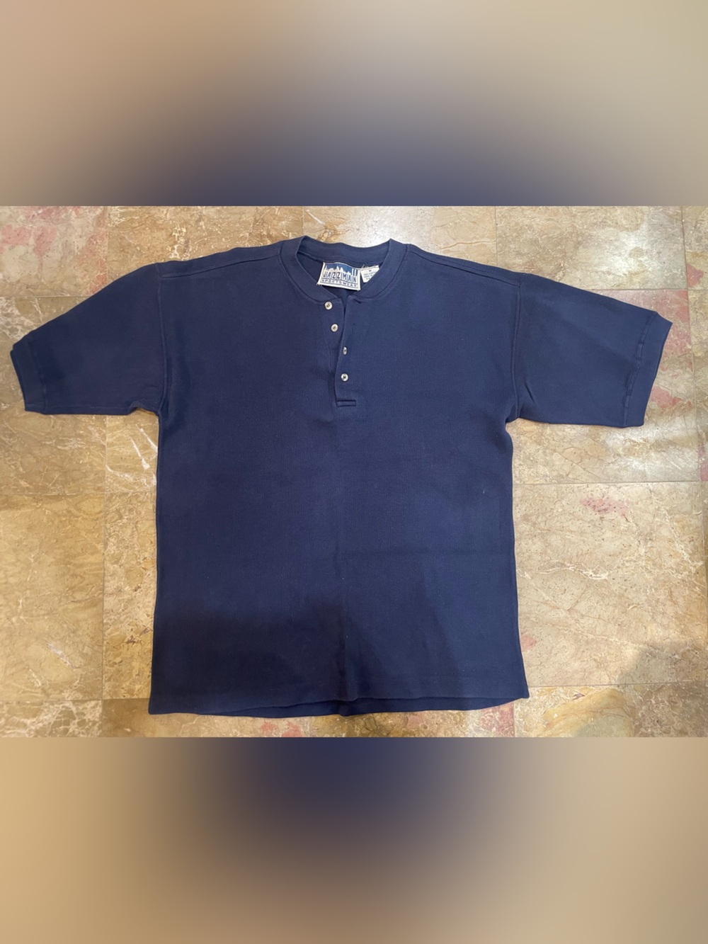 Vintage 90s Jazzman Sportswear Henley Shirt Size M Navy Blue